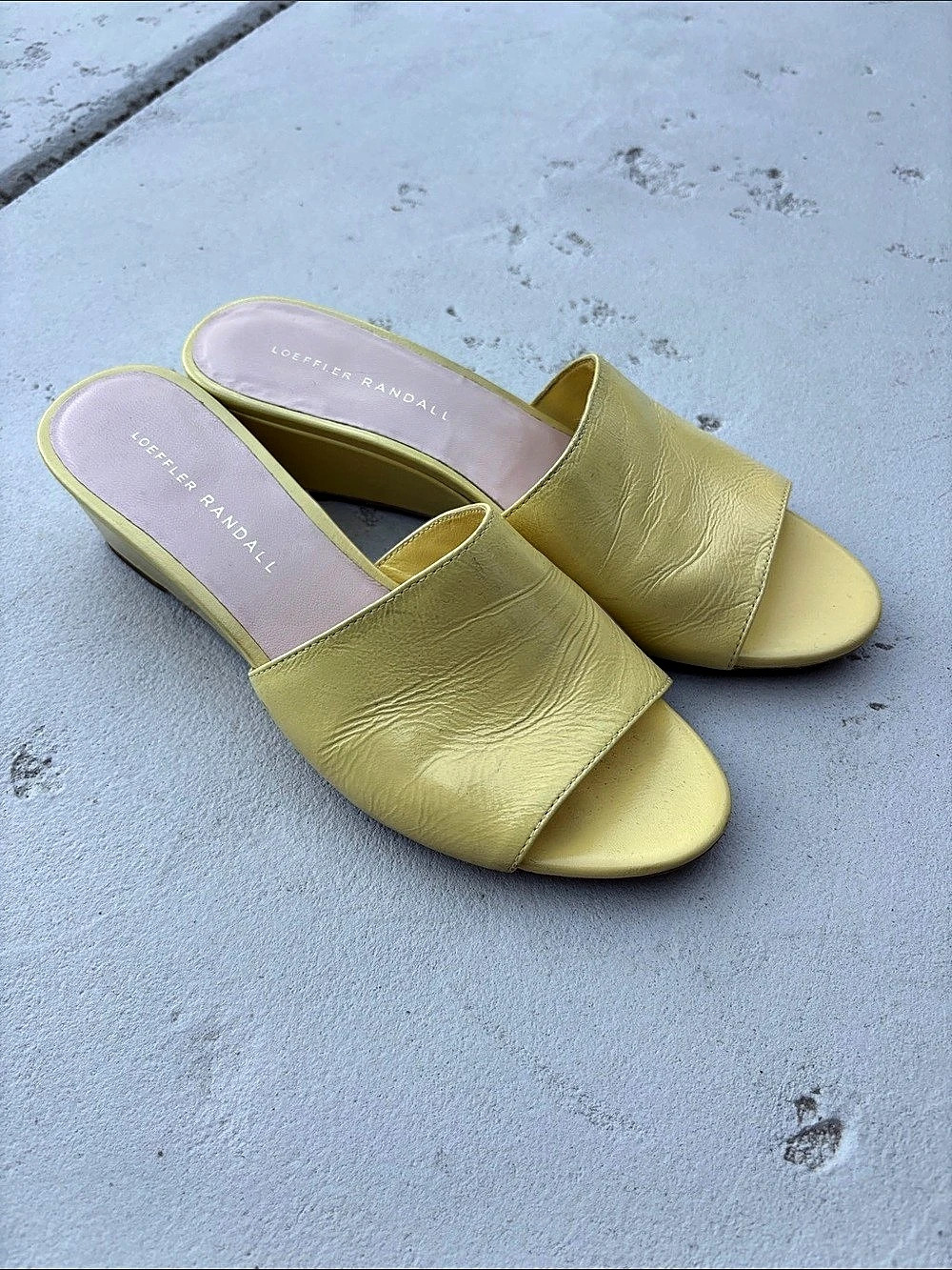 Loeffler Randall Yellow Open Toe Wedge Mules US 8 B